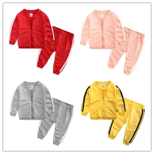 Модный весенне-осенний хлопковый спортивный комплект для маленьких мальчиков и девочек, куртка+ штаны, комплект из 2 предметов, спортивный костюм для мальчиков, комплект одежды для малышей, комплект для малышей 70-100 см