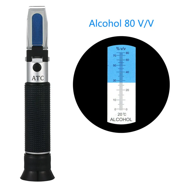 Refractometer Alcohol Alcoholometer Meter 080v/v Atc Handheld Tool Hydrometer Concentration