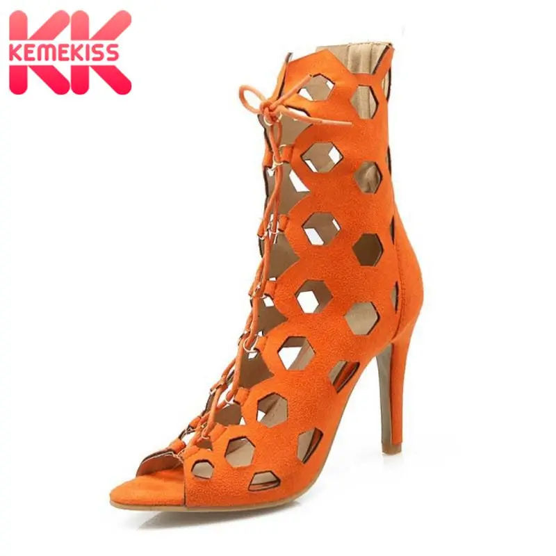 

KemeKiss Size 32-43 Lady High Heel Sandals Women Hallow Out Cross Strap Thin Heels Sandal Sexy Party Female Heels Footwears