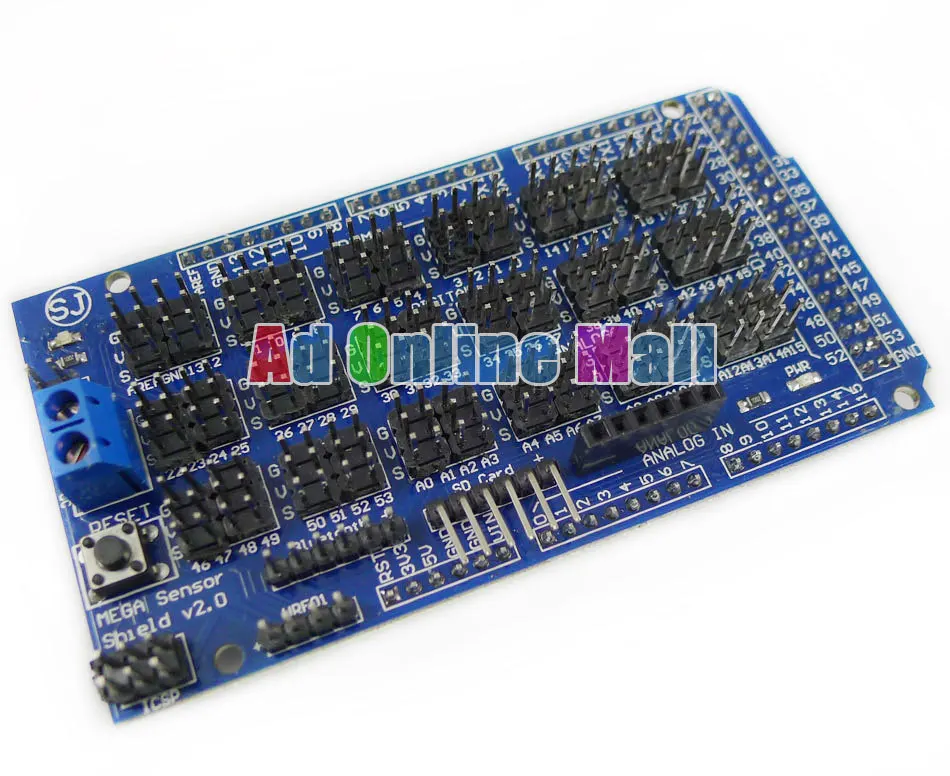 Датчик MEGA Shield V1.0 V2.0 2560 Поддержка IIC Bluetooth SD Робот части Mega2560 датчик щит для Arduino 5