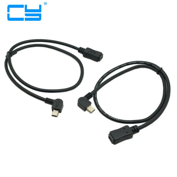 

90 Degree Mini USB 5 Pin Male to Mini USB Female Extension Cable Left & Right 90 Angled MINI USB 5Pin extend cable 0.5m 50cm