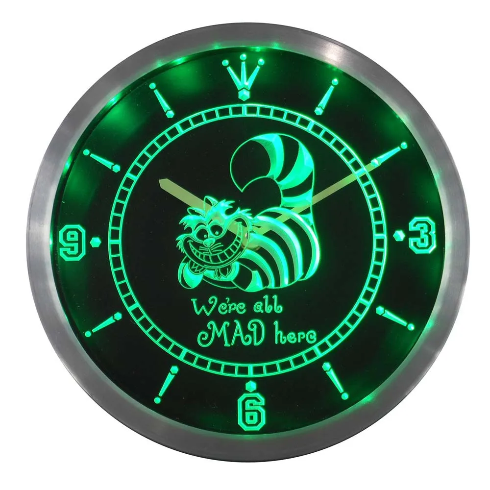 

nc0234 The Cheshire Cat Alice in Wonderland Neon Light Signs LED Wall Clock