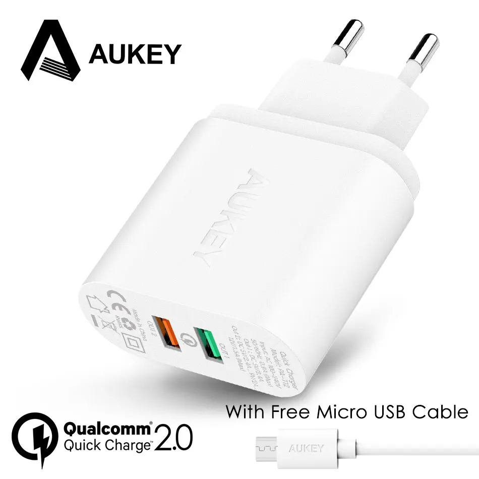 bilder für AUKEY 30 Watt Handy-ladegerät QC 2,0 Quick Charge Tech Wand ladegerät USB Dual Ports Universal Travel Schnellladung für Telefon Tab bilder für AUKEY 30 Watt Handy-ladegerät QC 2,0 Quick Charge Tech Wand ladegerät USB Dual Ports Universal Travel Schnellladung für Telefon Tab