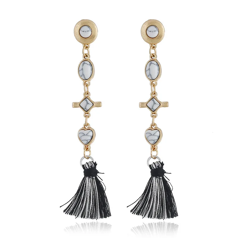 

2019 Earings Fashion Jewelry Cross-border Best-selling Europe And The Fashion Contracted New Geometry Carved Turquoise Earrings
