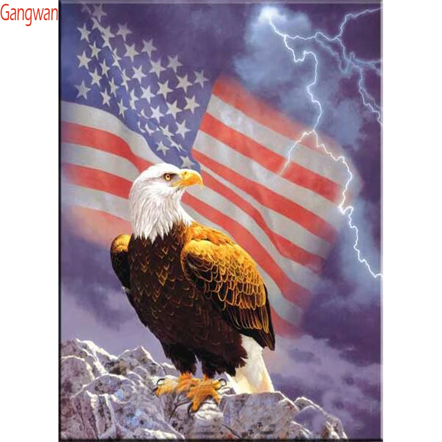

Diamond Painting US National Flag and Eagle Paint Diamond mosaic embroidery Animal Full Kits Handmade Gift rhinestone Picture