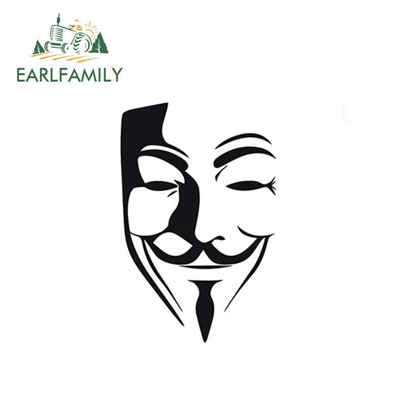 EARLFAMILY 15 см x 10 см V для вендетты Anonymous Guy Fawkes маска Наклейка виниловая Автомобильная наклейка#1-Dec1098 черный/серебристый