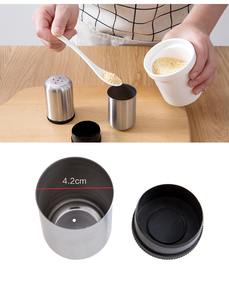 TUUTH Stainless Steel Condiment Container Sugar Salt Pepper Flour Cumin Seasoning Bottle Kitchen Herb Spice Tools B5