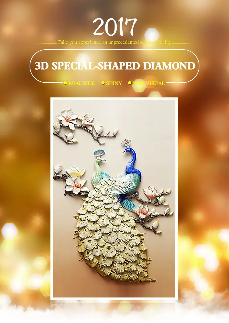 Meian,Special Shaped,Diamond Embroidery,Animal,Peacock,5D,DIY,Diamond Painting,Cross Stitch,3D,Diamond Mosaic,Bead Picture,Decor