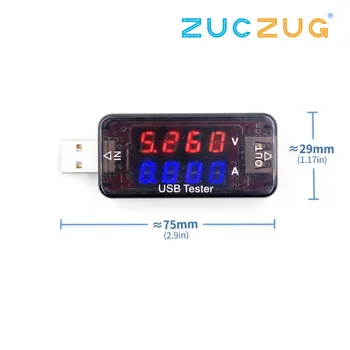 

USB Charger Tester Double Row Shows USB Current Voltage Charging Detector Mobile Power Current and Voltmeter Ammeter