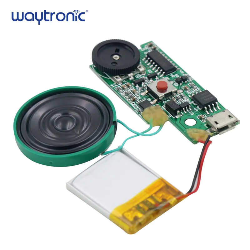 

USB Download Push Button Audio Playback MP3 Sound Module Voice Circuit Board with Speaker for Plush Toys Musical Greeting Cards