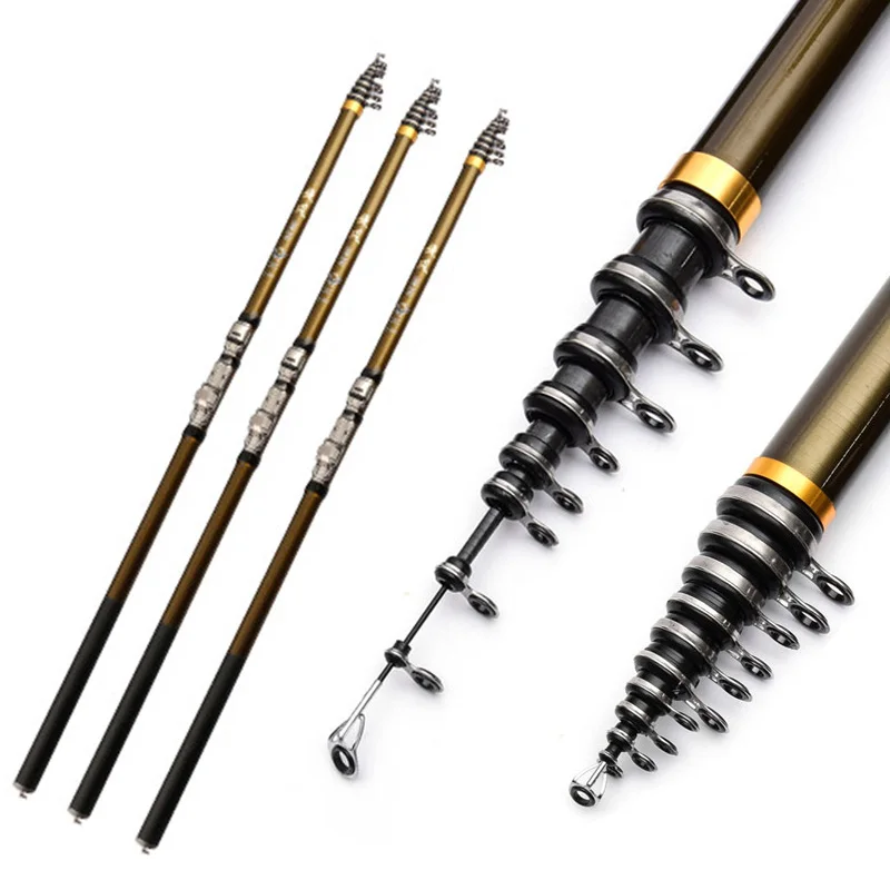 Canne rock fishing super dure carbone télescopique 2.7-6.3m pour pêche mer et feeder polyvalente