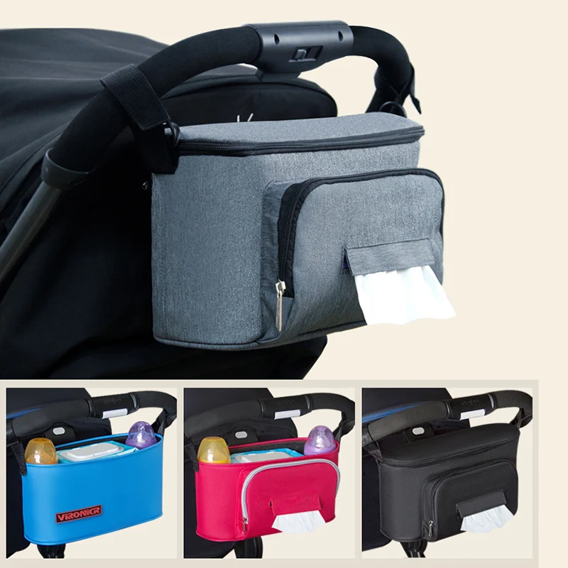 Grey Large Capacity Baby Stroller Bag Storage Organizer Mom Travel Hanging Carriage Pram Mummy Diaper Bags Stroller Accessories