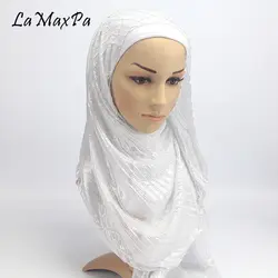 LaMaxPa полиэстер золотой проволоки хиджаб для Для женщин платок Femme мягкие écharpe Mujer дышащая Bufanda женские элегантные платки