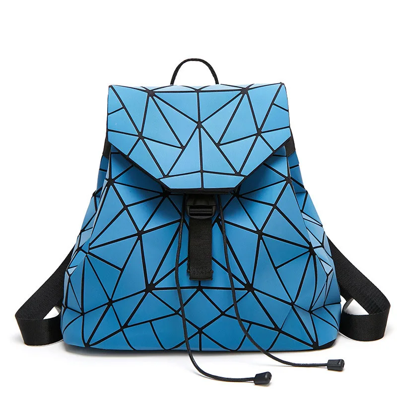 

New Women Backpack Luminous Geometric Drawstring Bag Plaid Female Backpacks For Teenage Girls Bagpack Holographic Backpack Bags