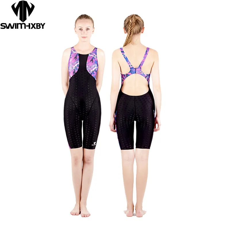 HXBY swimwear women swimsuit arena swimming suit padded competition swimsuit knee sharkskin racing swimsuits girls professional
