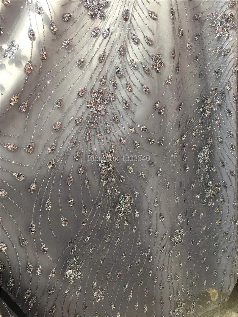 

Silver colour Nigerian Mesh lace fabrics ZP4, high quality Sequince Lace For Bridesmaid gown ,latest glued glitter lace 2018