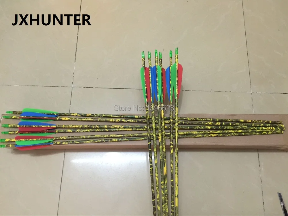 24pieces 30" pure carbon arrows bolts for compound bow hunting with