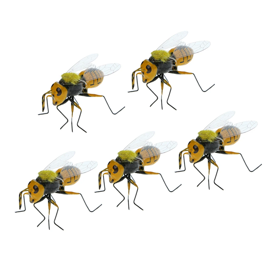 5x Bee Summer Insect Animal Statues Miniature Outdoor Garden Grassland Tree Lawn Ornament Home Decor Gift