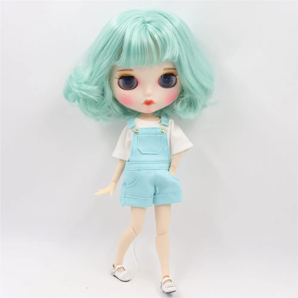 Neo Blythe Doll with Green Hair, White Skin, Matte Pouty Face & Custom Jointed Body 4