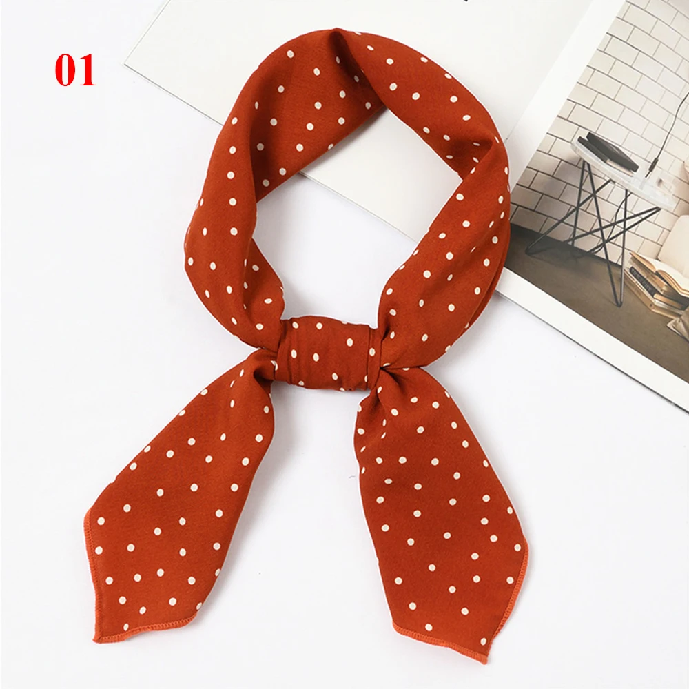 Romantic Vintage Multi Color Polka Dot Scarf For Women Striped Square