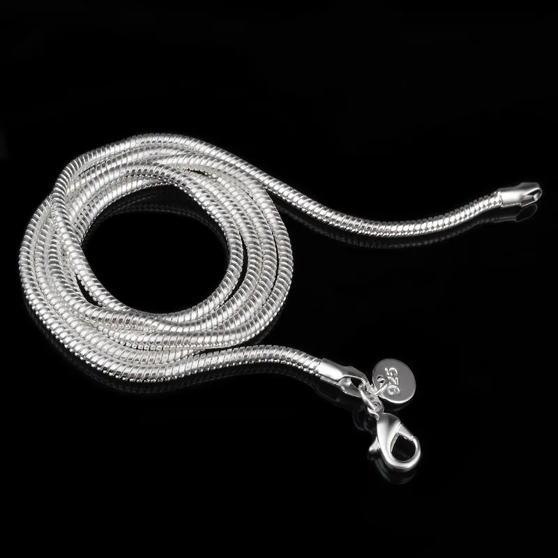 Оригинальное 925 цельное серебряное мужское Т-образное ожерелье s для женщин и мужчин 3 мм широкая цепочка в виде змеиной ключицы ожерелье 16 дюймов-24 дюйма