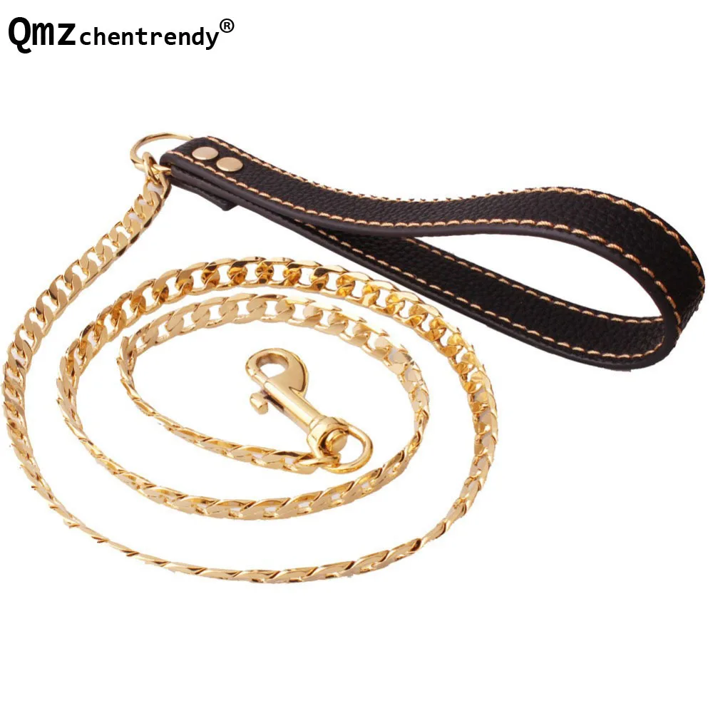 128cm Gold Stainless Steel Dog Slip Collar Cuban Chain Dog Training