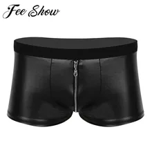 Мужские трусы, популярные шорты, повседневные шорты, черные шорты из искусственной кожи, боксер не большого роста, шорты для спортзала, купальник-трико обтягивающие шорты