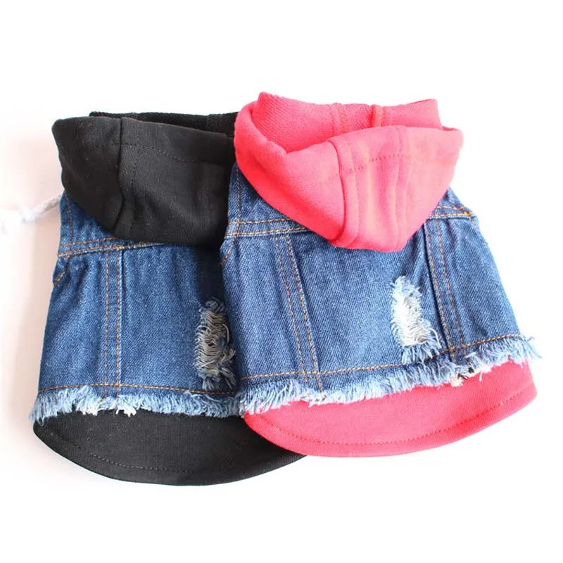 Simple Casual Denim Pet Dog Coat Classic Solid Color Clothes for Dogs Chihuahua Comfortable Jacket Breathable Hoodies 10A | Дом и сад