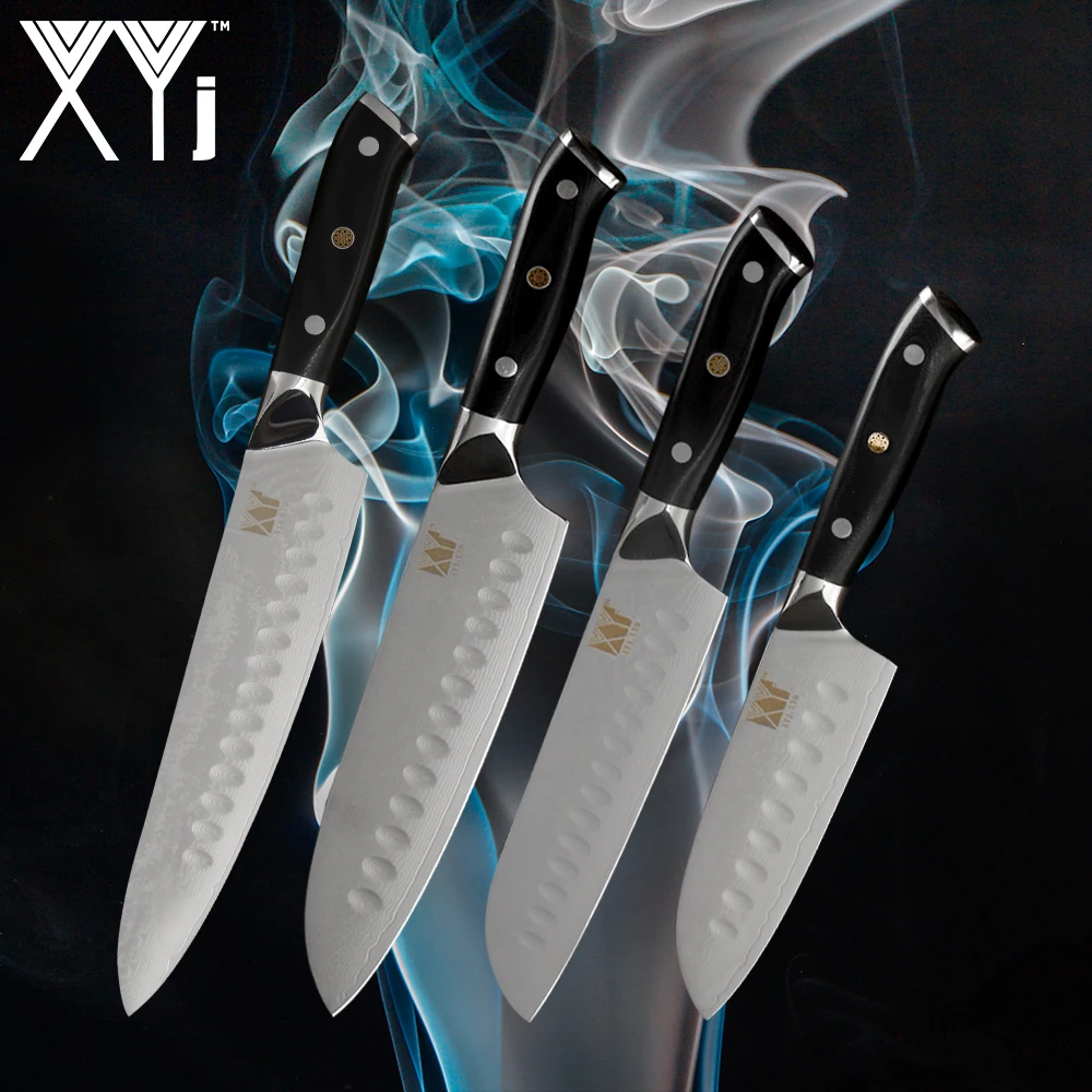

XYj Kitchen Knife Vg10 67 Layer Steel Damascus Japanese Chef Knife Meat Slicing Salmon Santoku Cleaver Cutting Cooking Tools
