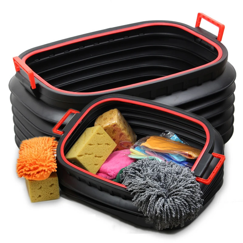 

High Quality Automobiles Nets Retractable garbage trash bin water bucket 60L without lid car accessories net bag fishing bag