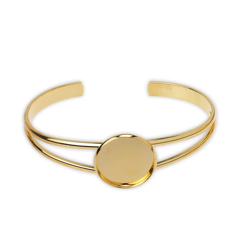 5pcs cuff bracelet blank,20mm bezel,gold plated,Adjustable