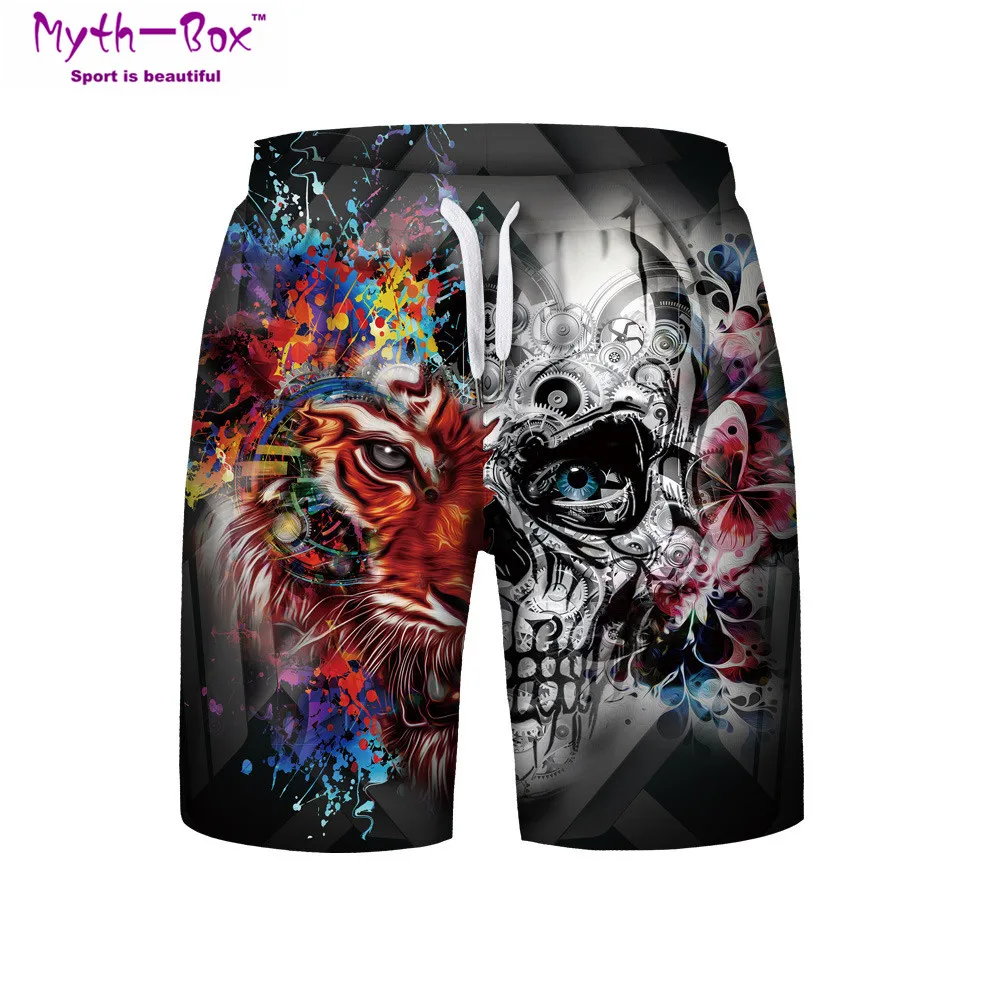 

Summer Man's Beach Shorts Plage Sport Pants Skull Lion Printed Loose Running Shorts S-3XL Surfing Short Male Surf Board Swimwear
