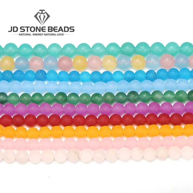 

Matte MutiColor Chalcedony Stone Loose Beads Frost Colorful Jade Wholesale DIY Hand Made Jewelry Accessory Hot Sale Beads