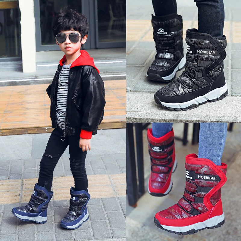 Baratos 2019 nuevas botas de nieve de invierno para niños de Rusia, botas antideslizantes impermeables de moda para niños, botas antideslizantes de 30 grados para niños