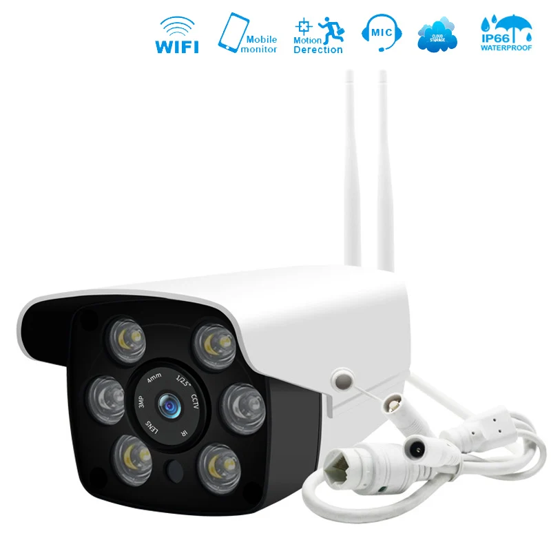 

Wireless Security WiFi Camera 1080P IP66 Waterproof CCTV Outdoor Indoor Home Video Surveillance Camera Color Night Vision IP Cam