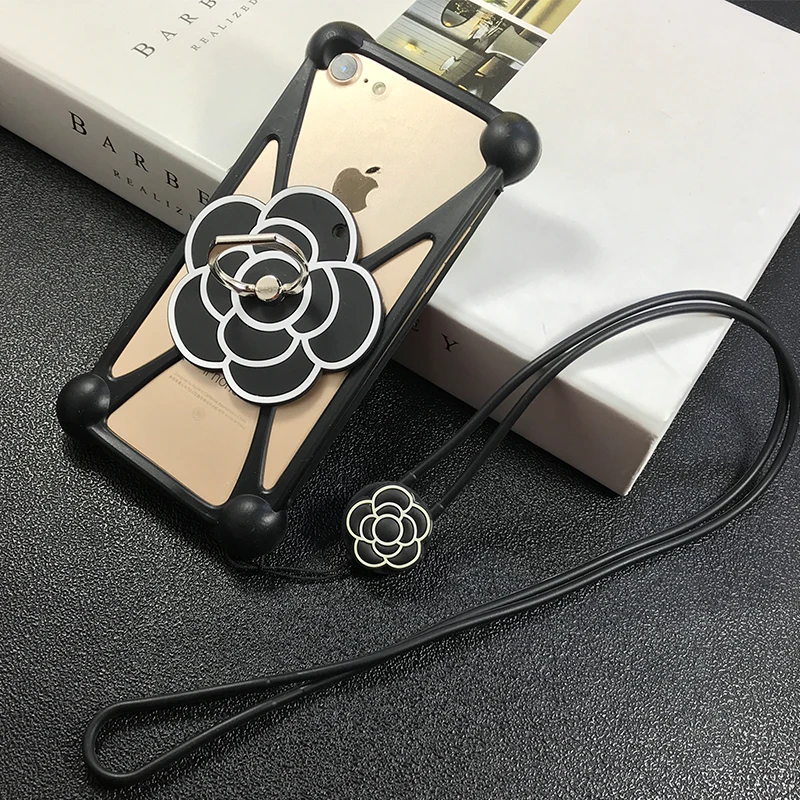 

Camellia Soft Silicone 4-6 inch universal Case For Iphone Samsung xiaomi huawei HTC etc cover with phone Ring Lanyard cover case