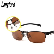 Clip polarizado gafas hombres marco óptico gafas medio marco de la lente de gafas monturas de gafas diseños de negocios miopía 6026