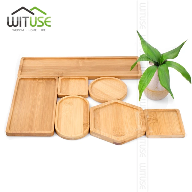 WITUSE Boutique Simple Home Square Tray Bamboo Flower Pot Tray Flower Pot Bonsai Flower Pots Water Tray Gardening Accessories