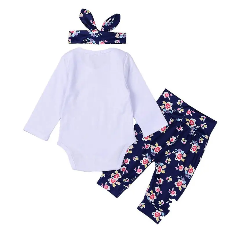 Autumn 3pcs Clothes Sets Newborn Baby Boy Girl Romper + Pants Leggings