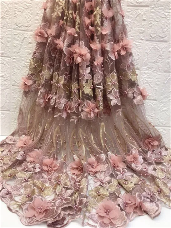 

baby pink lace fabric 3d flower fabric with beads&stones indian dress lace material tissu tulle broderie sequins5yard/lot Purple