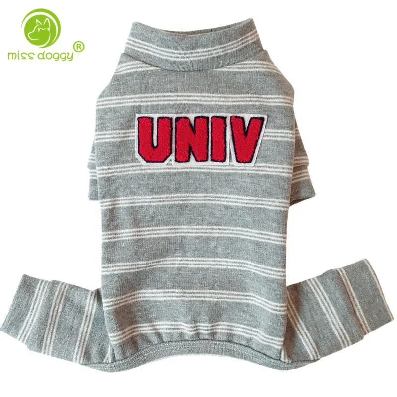 

New Striped Autumn Winter Thickness Keep Warm Dog Pet Jumpsuit Four Legs Comfortable Leisure Puppy Chihuahua Dog Coat Clothes 13