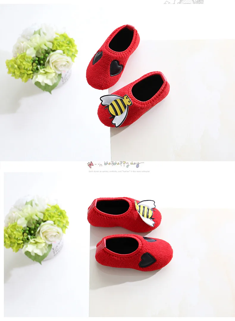 Домашние тапочки для девочек; Милая Повседневная хлопковая обувь; модные мягкие тапочки; зимняя детская обувь для малышей 1-6 лет