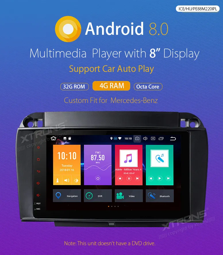 Clearance 8" Android 8.0 OS Car Multimedia Navigation GPS Radio for Mercedes-Benz S-Class W220 1998-2005 with Car Play Function Support 1