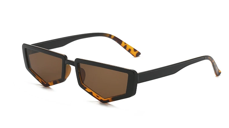 Многоугольные солнцезащитные очки в небольшой оправе для мужчин и женщин Модные Оттенки UV400 Винтажные Очки 47637 - Цвет линз: black leopard