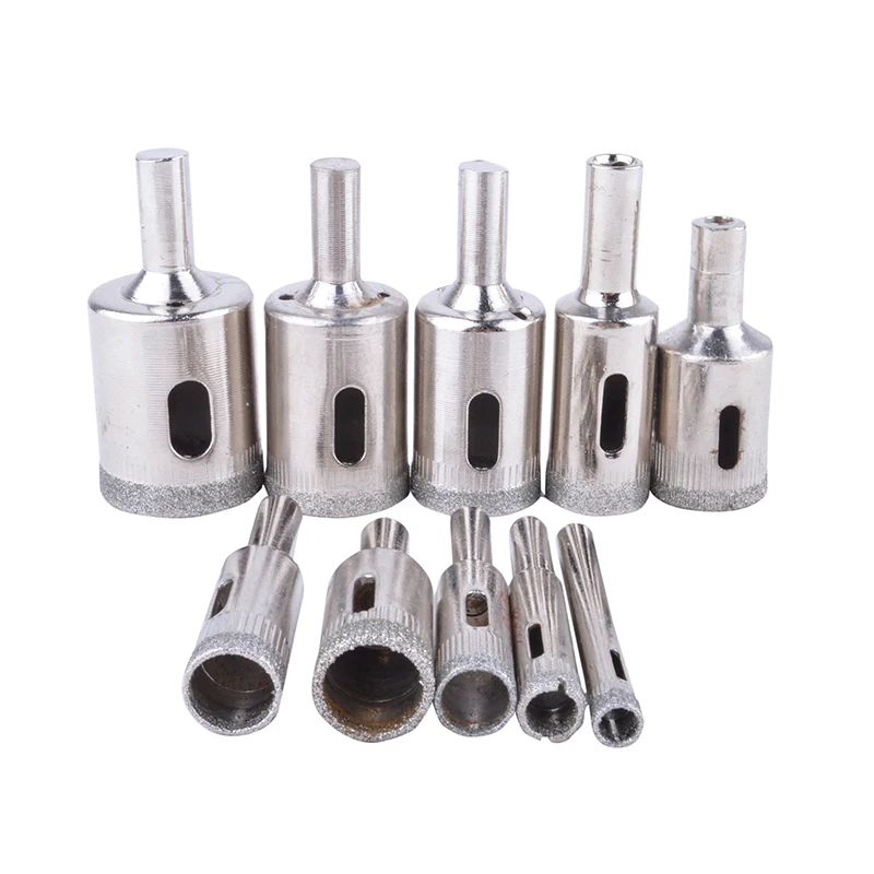 10 Pieces 6 30MM Diamond Coated Glass Core Hole Drill Bits Set for