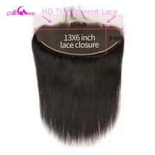 Али Коко прямые HD прозрачные кружевные Фронтальные 13X6 уха до уха Кружева Фронтальная застежка 8-24 дюймов натуральный цвет Remy человеческие волосы