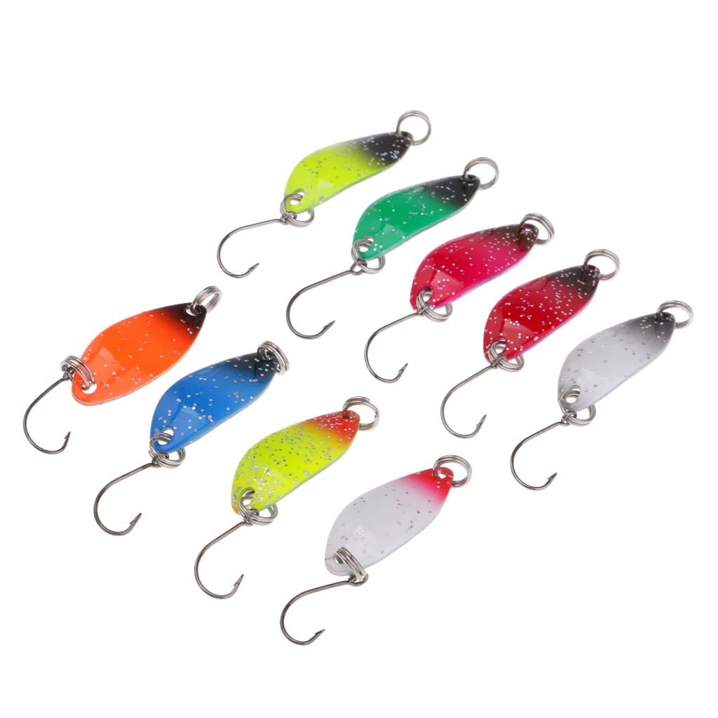 9Pcs Trout Spoon Lure Metal Baits Jigging Single Hook Fishing Spoon Lure Kit Fishing Accessories