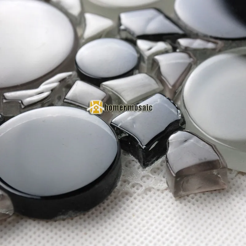 Белый серый смешанный черный цвет большой и маленький круглый кристалл стеклянная мозаика кухня щитка ванная комната, Душ плитки камин hmb1221
