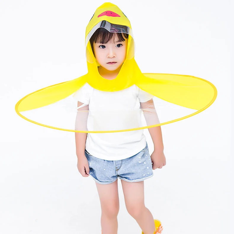 

Yellow duck raincoat baby children outdoor cape type transparent waterproof raincoat flying saucer raincoat