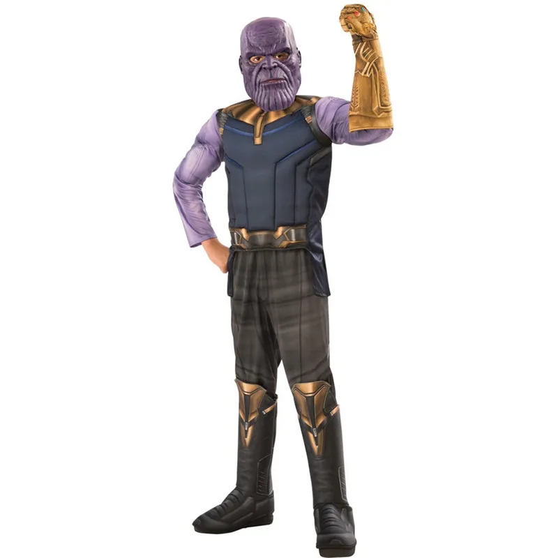 

Marvel Movie Avengers 4 Thanos Cosplay Costume Kids Infinity War Thanos Infinity Gauntlet Jumpsuits Mask Set Birthday Purim Gift